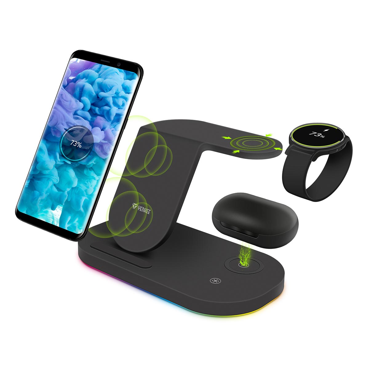 3 w 1 ładowanie (telefon komórkowy, zegarek Samsung Watch oraz słuchawki bezprzewodowe)