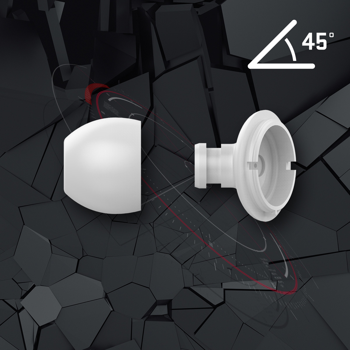 Ergonomia 45° w uchu